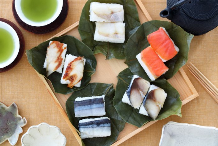 Classic Kyozushi wrapped in persimmon leaf